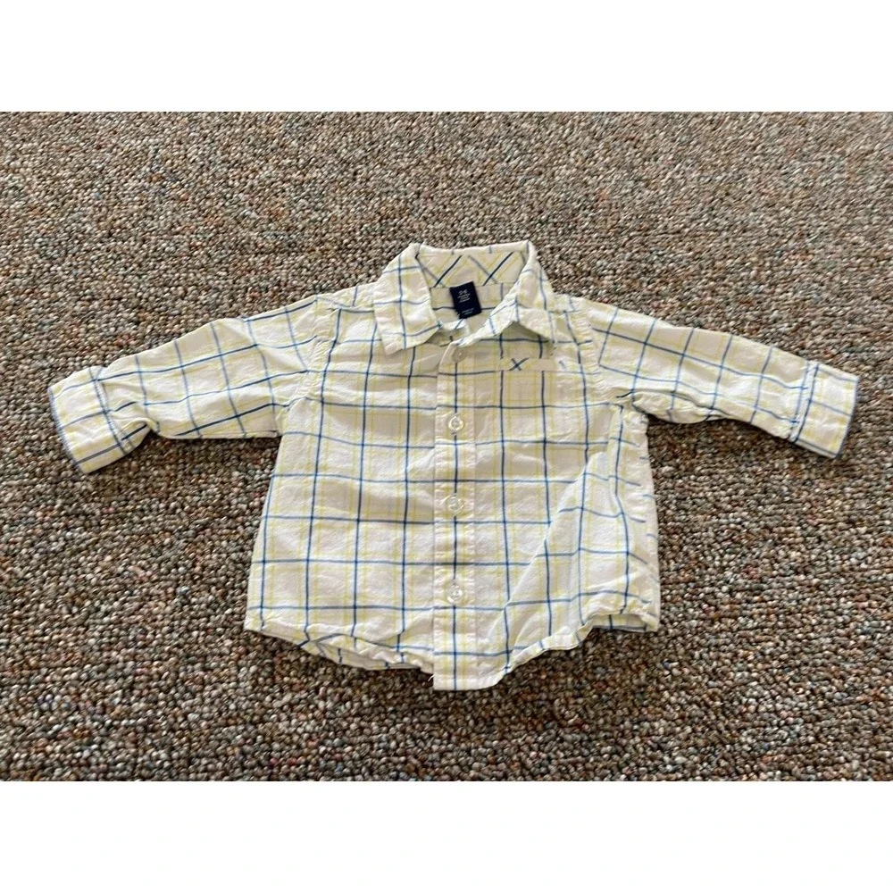 Old Navy Boys Checkered‎ Long-Sleeved Button Up Shirt 3-6M